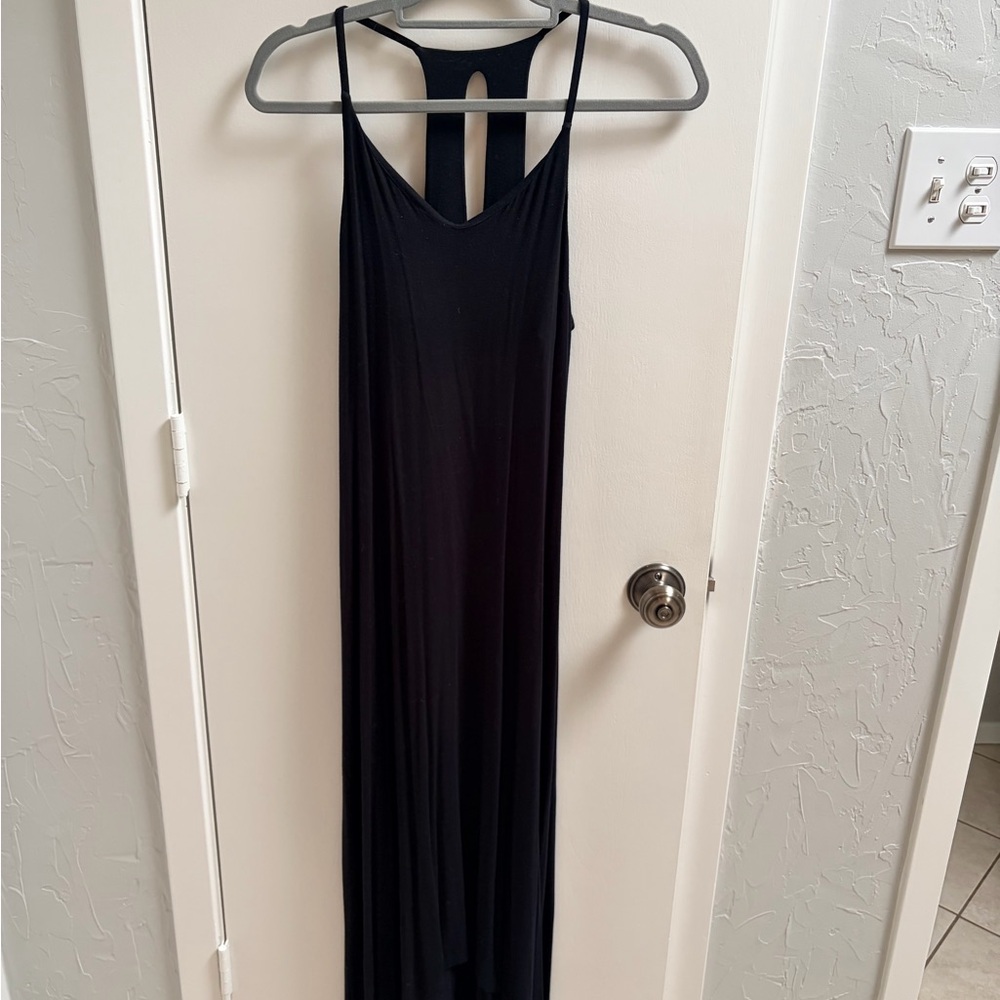 Nicole Miller Black Sleeveless Maxi with Racerback Keyhole Accent